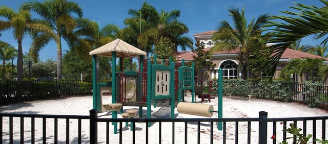 view of snow covered playground