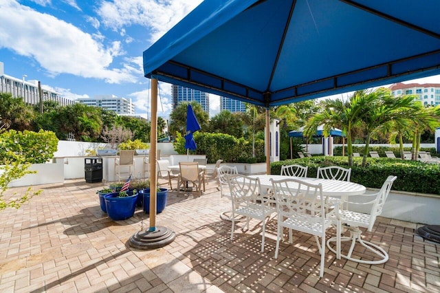 view of patio with a gazebo and area for grilling