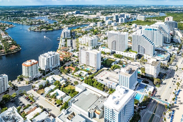 bird's eye view featuring a water view