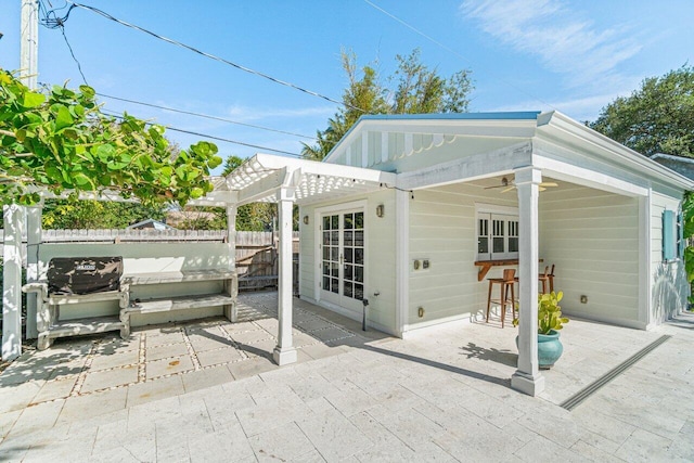 view of patio featuring a pergola