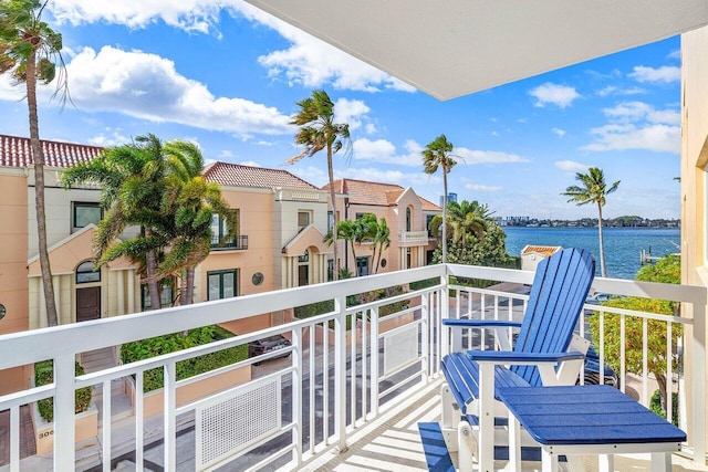 balcony with a water view