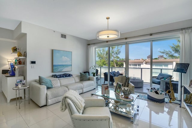 view of tiled living room