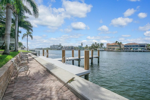 view of dock featuring a water view