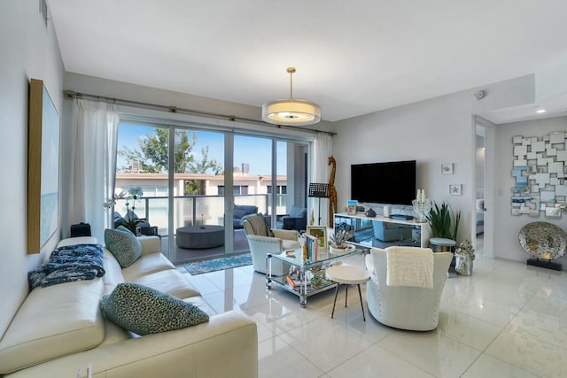 view of tiled living room