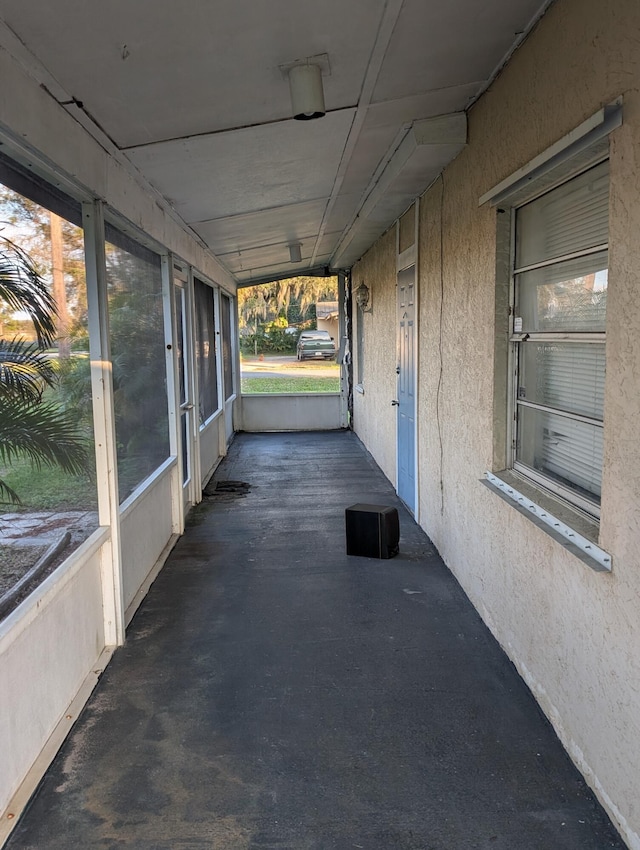 view of unfurnished sunroom