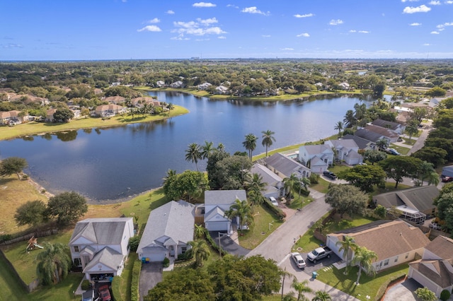 bird's eye view featuring a water view