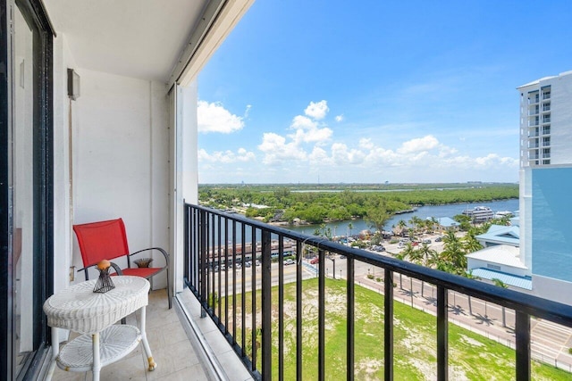 balcony with a water view