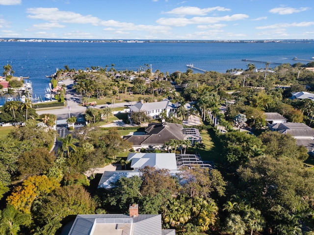 bird's eye view featuring a water view