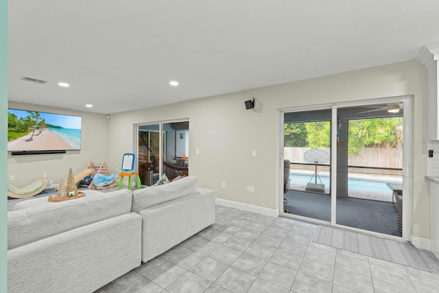 view of tiled living room