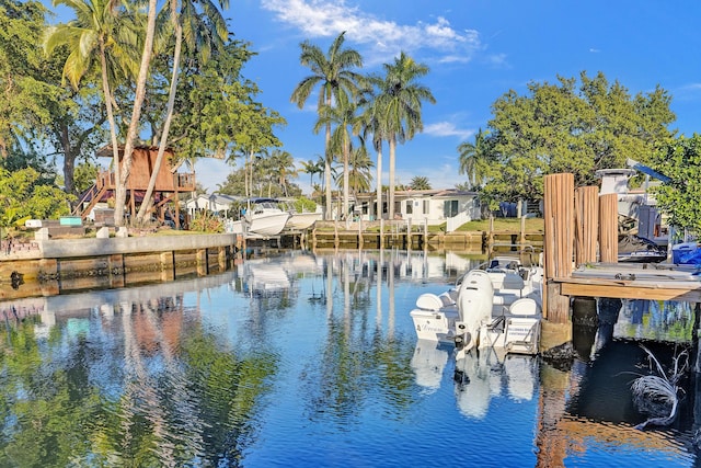 water view with a boat dock