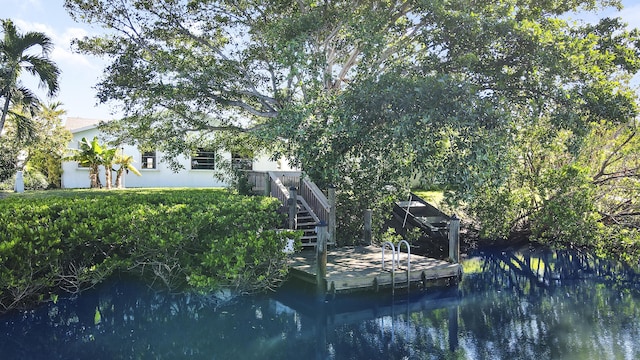 dock area featuring a water view