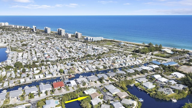 bird's eye view featuring a water view