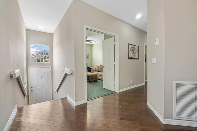 hall featuring dark hardwood / wood-style floors