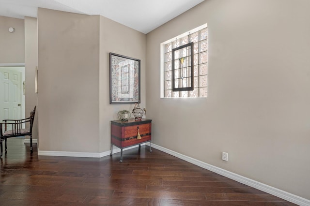 interior space with dark hardwood / wood-style floors