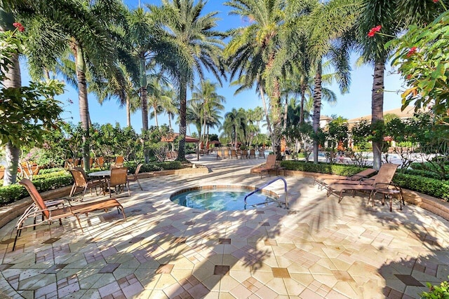 view of pool with a patio area and a hot tub