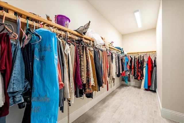 walk in closet featuring wood finished floors