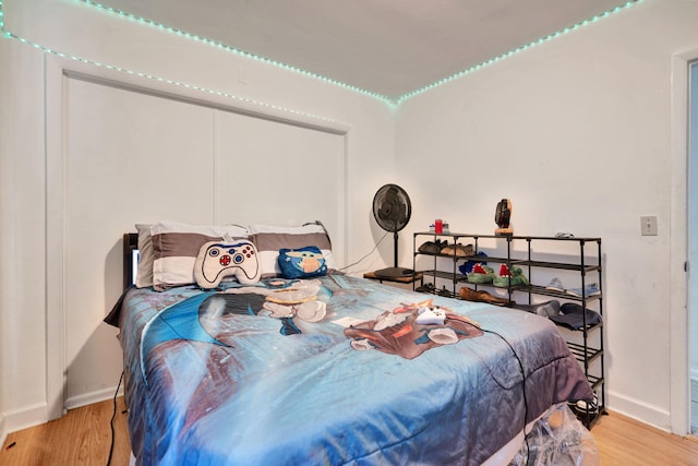 bedroom featuring light hardwood / wood-style floors