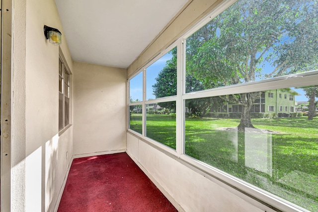 view of unfurnished sunroom