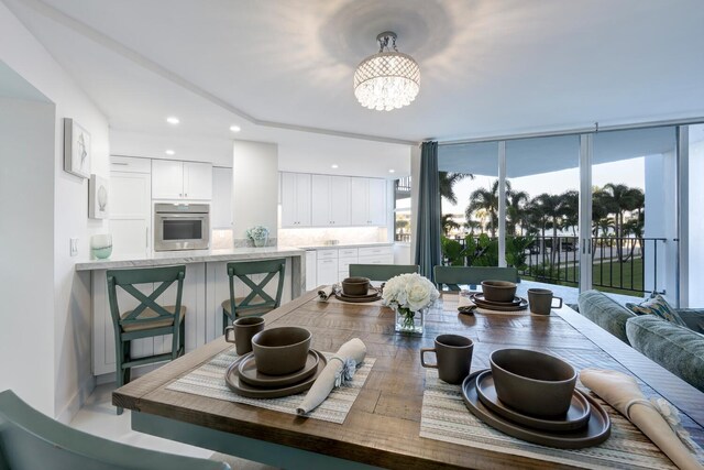 dining room with a chandelier