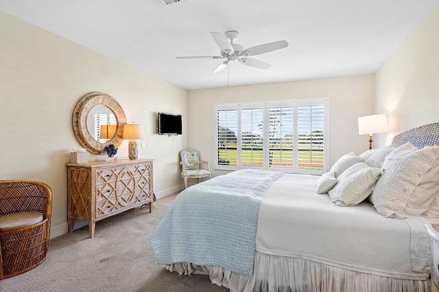 bedroom with carpet floors and ceiling fan