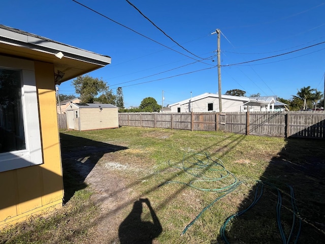 view of yard with a storage unit