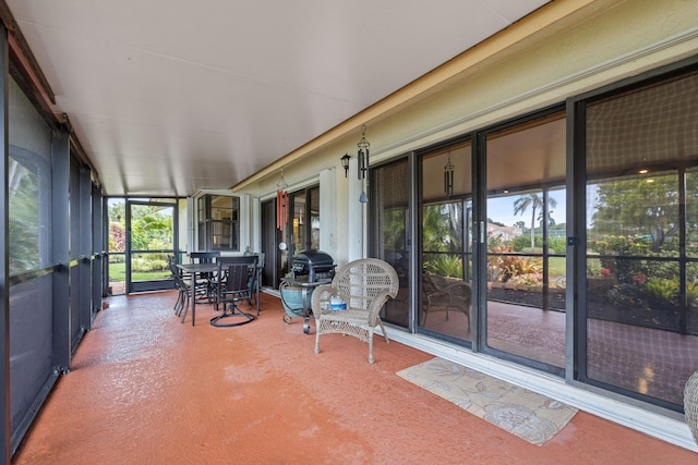 view of unfurnished sunroom