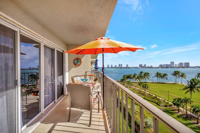 balcony with a water view