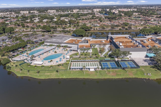 bird's eye view featuring a water view