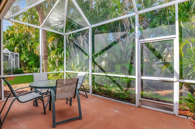 view of unfurnished sunroom