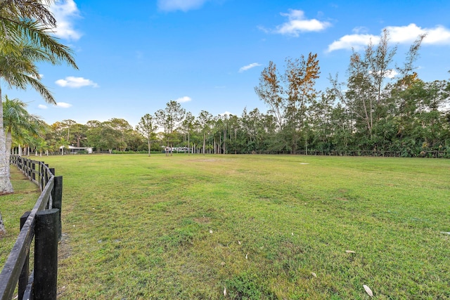 view of yard with a rural view