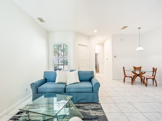 view of tiled living room