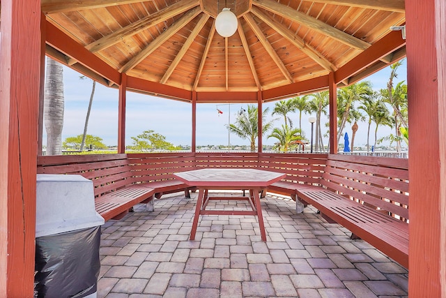 view of patio featuring a gazebo