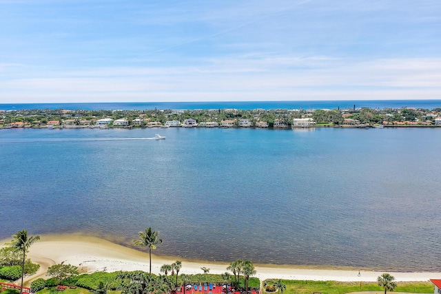 property view of water with a beach view