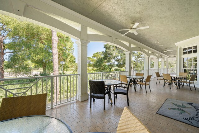 view of patio with ceiling fan