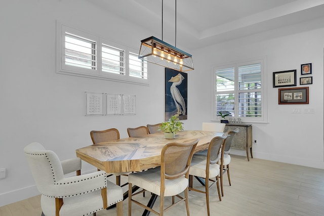 dining area with light wood-type flooring