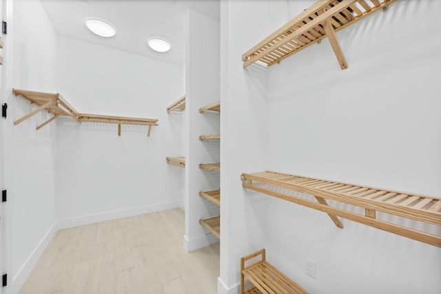 spacious closet featuring light hardwood / wood-style floors