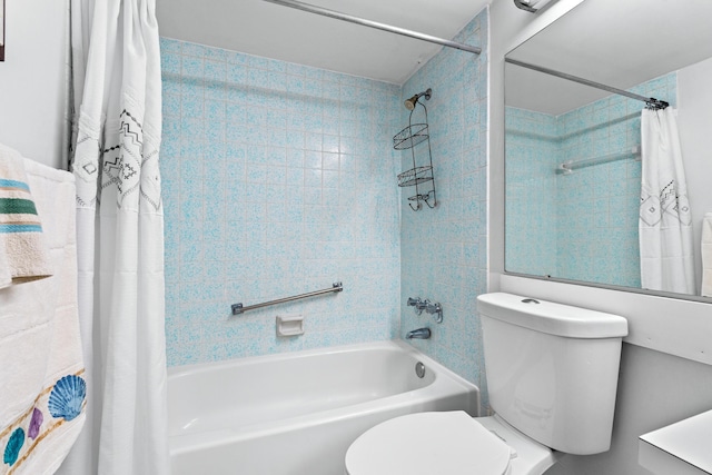 bathroom featuring toilet and shower / bath combo with shower curtain