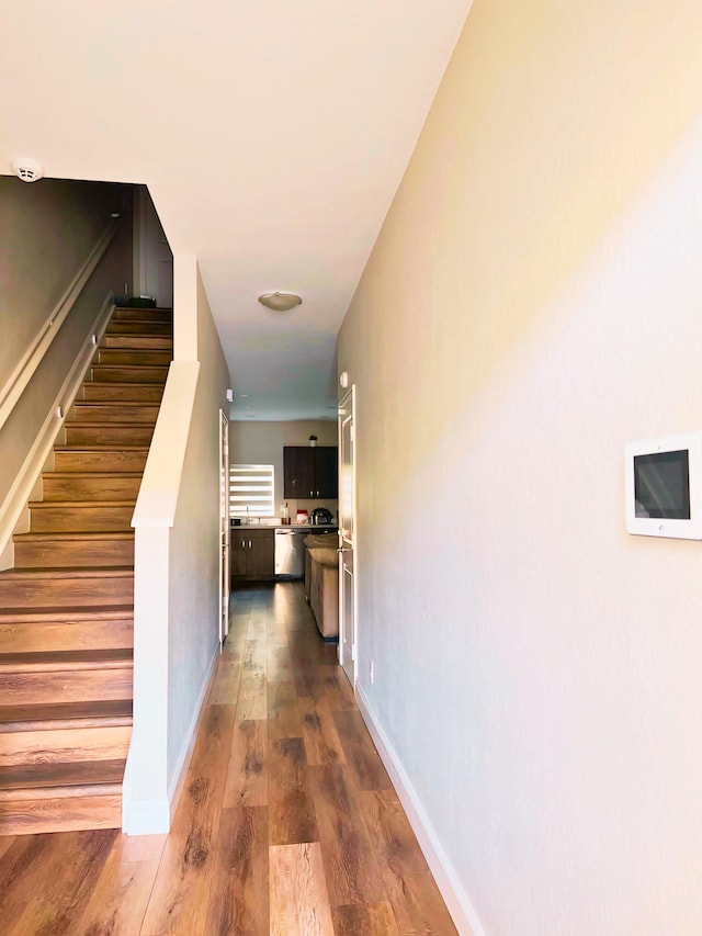 hall featuring dark hardwood / wood-style floors