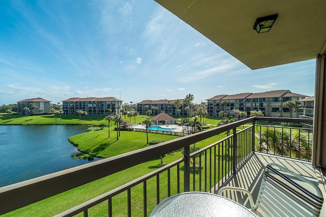 balcony with a water view