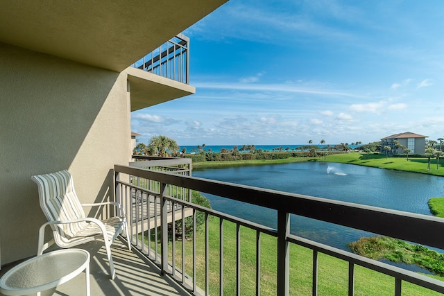 balcony with a water view