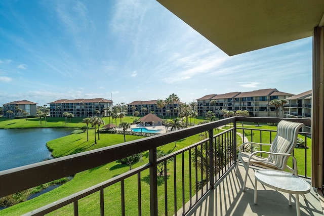 balcony with a water view