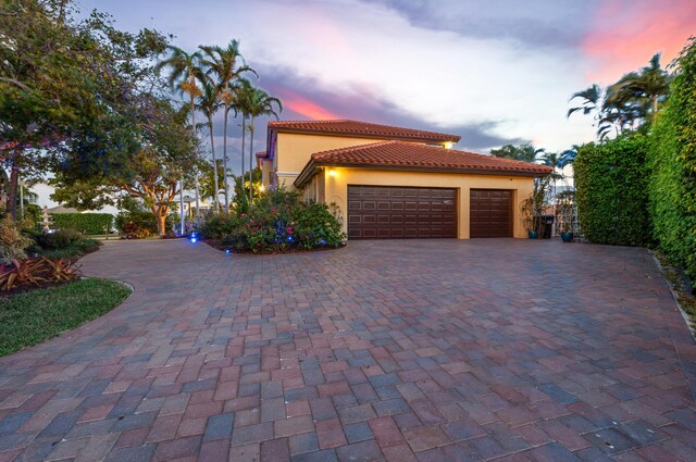 view of front of house with a garage