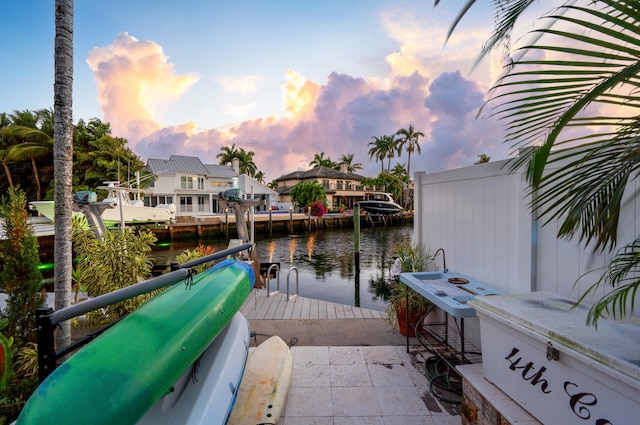 view of dock featuring a water view