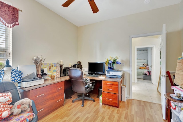 office space featuring light wood-type flooring