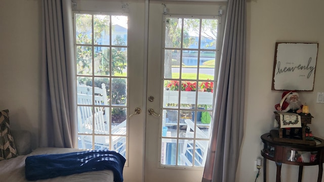 doorway to outside with plenty of natural light and french doors