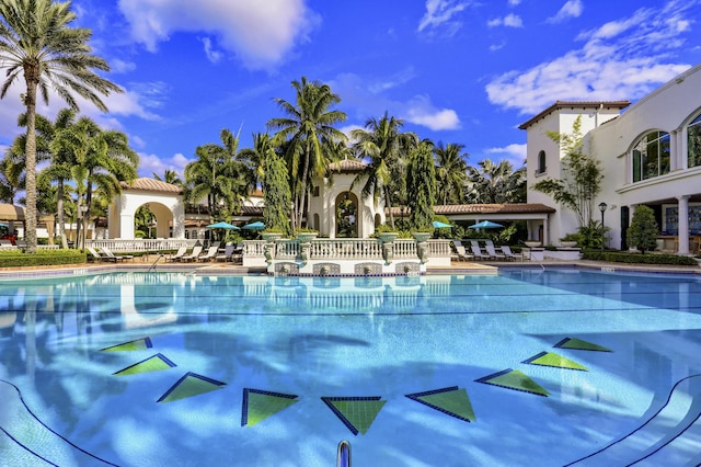 view of pool featuring a patio area