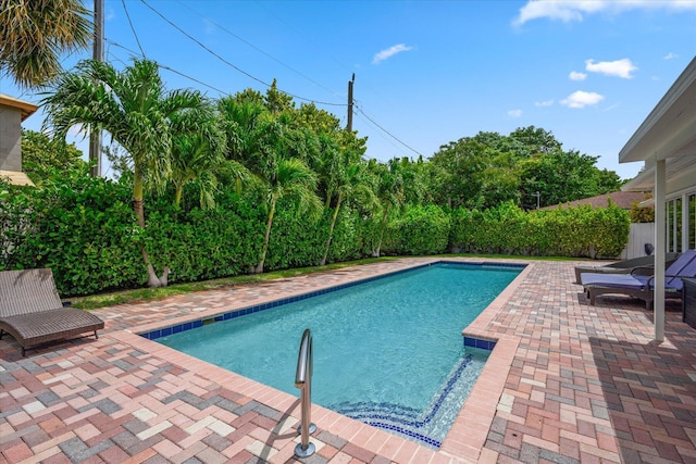 view of swimming pool with a patio