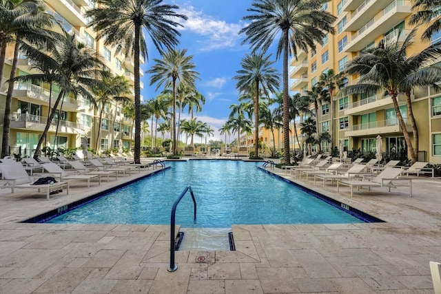 view of pool with a patio