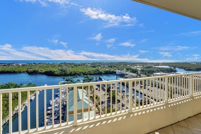 balcony with a water view