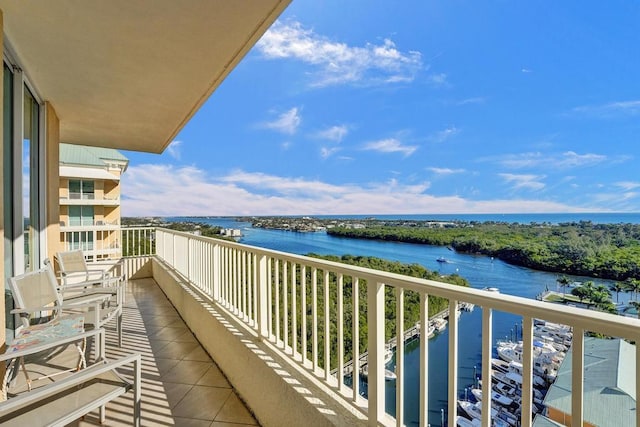 balcony with a water view